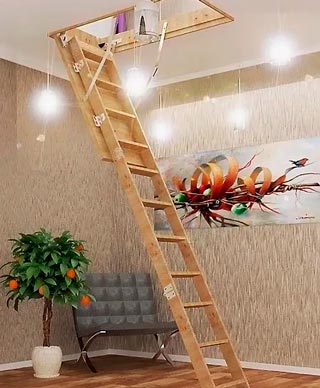 фото элегантной чердачной лестницы